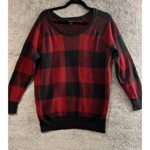 Torrid Buffalo Plaid Sweater Size 0 Womens Pullover Cotton Large - Picture 1 of 12